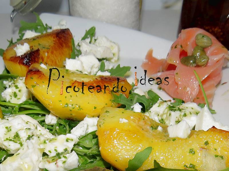 ##Ensalada-de-melocotón-a-la-plancha-con-vinagreta-hierbabuena