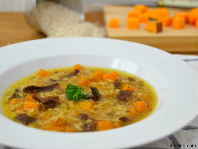 ##Arroz caldoso con calabaza y setas